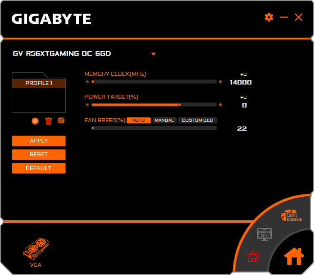 Aorus Graphics Engine Gigabyte RX 5600 XT Gaming OC 6G; AORUS Graphics Engine