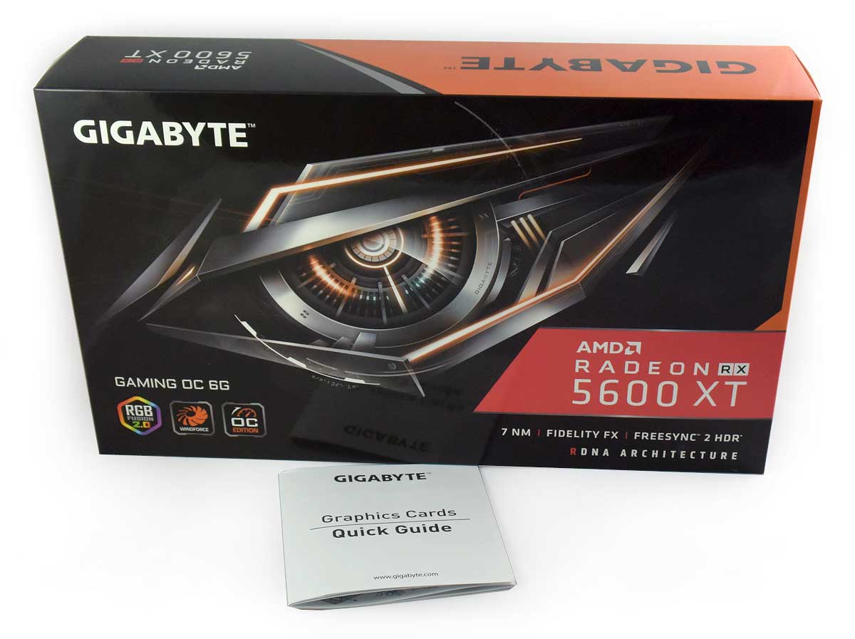 Pro zvětšení klikni Gigabyte RX 5600 XT Gaming OC 6G; balení