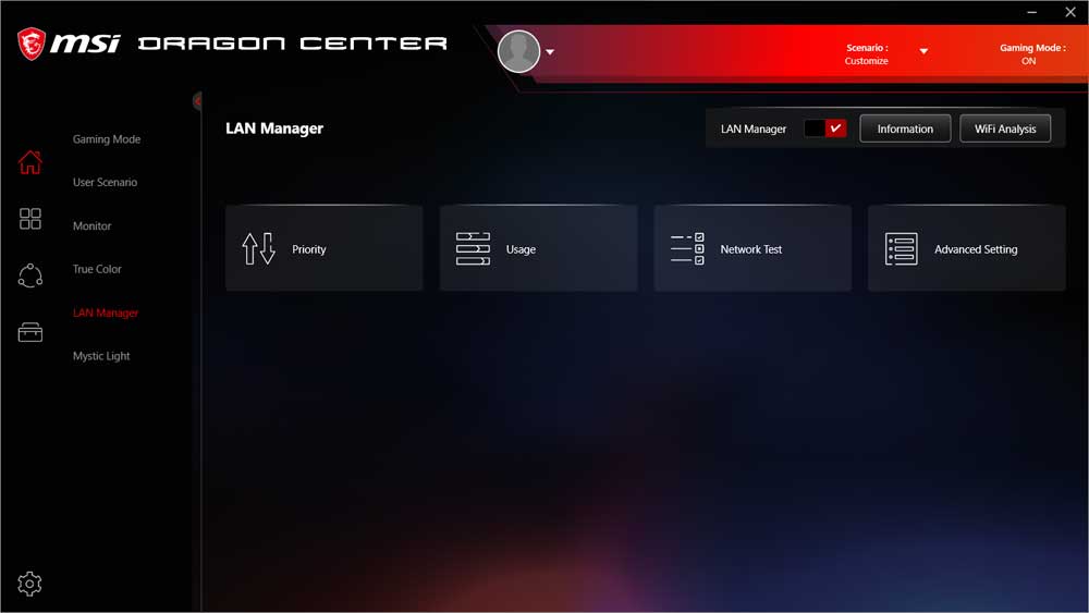MSI Dragon Center; LAN Manager
