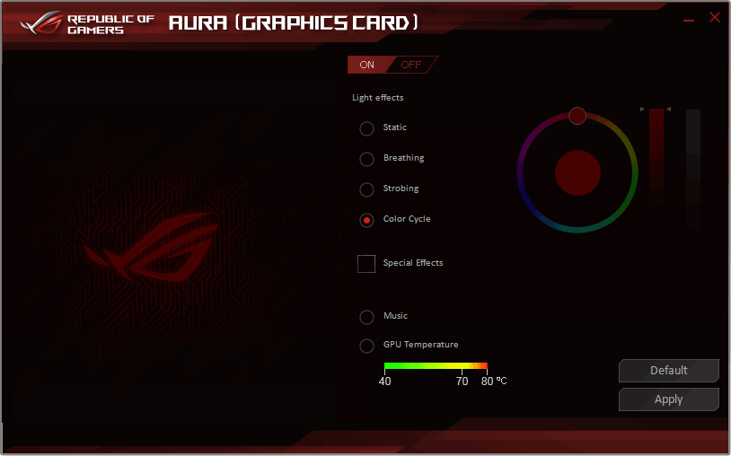 Pro zvětšení klikni Asus GPU Tweak AURA