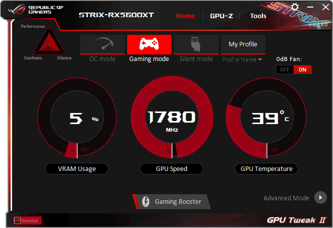 Asus STRIX RX 5600 XT T6G Gaming GPU Tweak simple mode