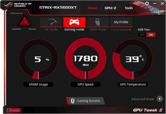 Asus STRIX RX 5600 XT T6G Gaming GPU Tweak simple mode Asus STRIX RX 5600 XT T6G Gaming GPU Tweak simple mode