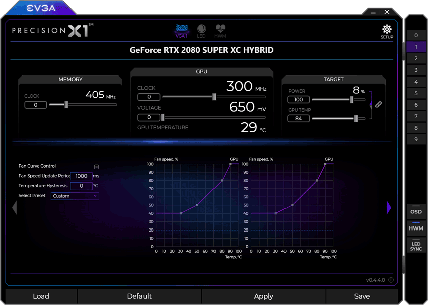 EVGA Precision X1 panel2