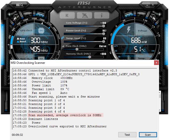 MSI GTX 1660 SUPER Gaming X přetaktování Afterburner