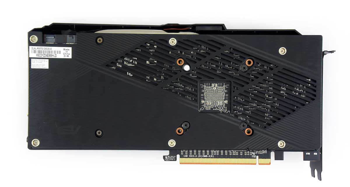 Pro zvětšení klikni Asus DUAL RX 5700 O8G EVO; zadní strana