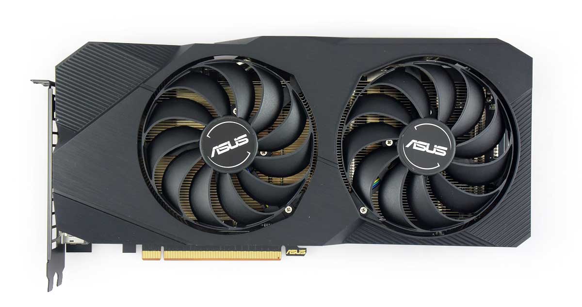 Pro zvětšení klikni Asus DUAL RX 5700 O8G EVO; čelní strana