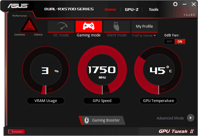 Asus DUAL RX 5700 O8G EVO GPU Tweak simple mode Asus DUAL RX 5700 O8G EVO GPU Tweak simple mode