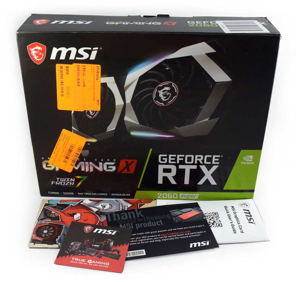 MSI RTX 2060 SUPER Gaming X; balení