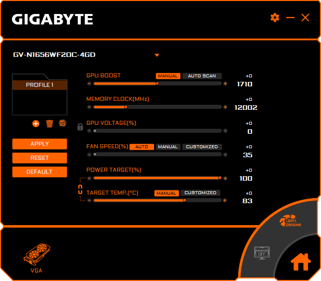 Aorus Graphics Engine Gigabyte GTX 1650 D6 Windforce OC 4G; AORUS Graphics Engine