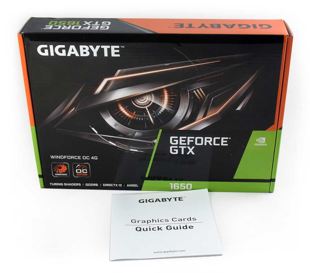 Pro zvětšení klikni Gigabyte GTX 1650 D6 Windforce OC 4G; balení