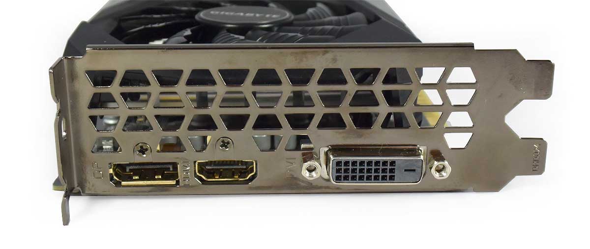 Pro zvětšení klikni Gigabyte GTX 1650 D6 Windforce OC 4G obrazové výstupy