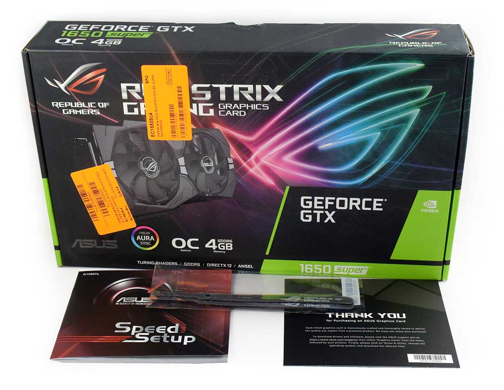 Asus STRIX GTX 1650 SUPER O4G Gaming; balení