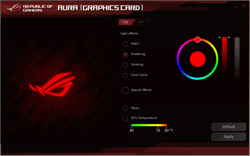 Pro zvětšení klikni Asus GPU Tweak AURA