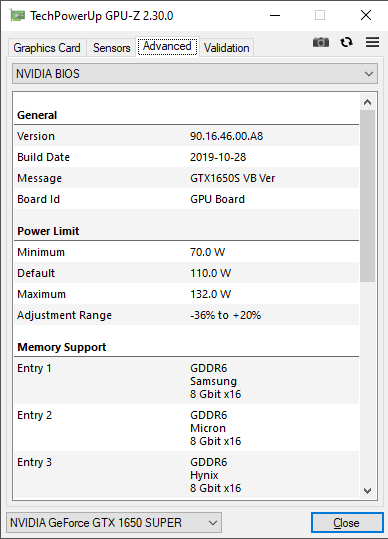 Asus STRIX GTX 1650 SUPER O4G Gaming GPUZ; Quiet mode