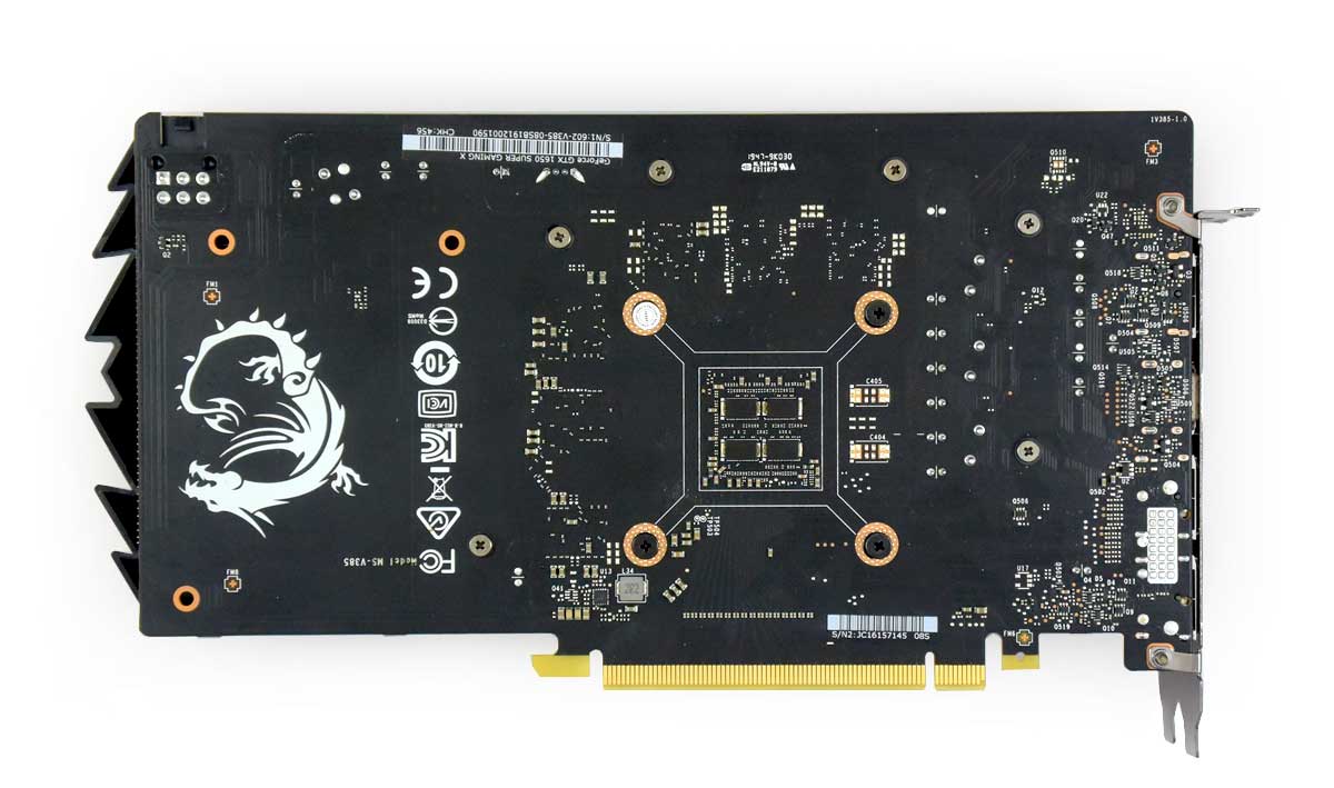 Pro zvětšení klikni MSI GTX 1650 SUPER Gaming X; zadní strana