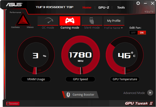 Asus TUF 3 RX 5600 XT O6G EVO Gaming GPU Tweak simple mode