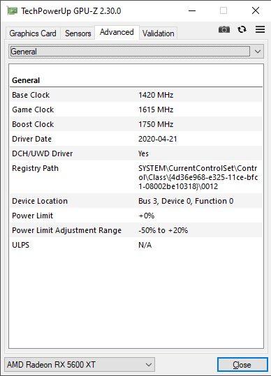Asus TUF 3 RX 5600 XT O6G EVO Gaming GPUZ TDP