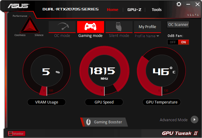 Asus DUAL RTX 2070 SUPER O8G EVO GPU Tweak simple mode