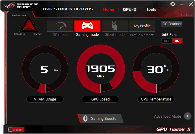 Asus STRIX RTX 2070 SUPER O8G Gaming GPU Tweak simple mode