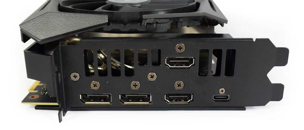 Pro zvětšení klikni Asus STRIX RTX 2070 SUPER O8G Gaming obrazové výstupy
