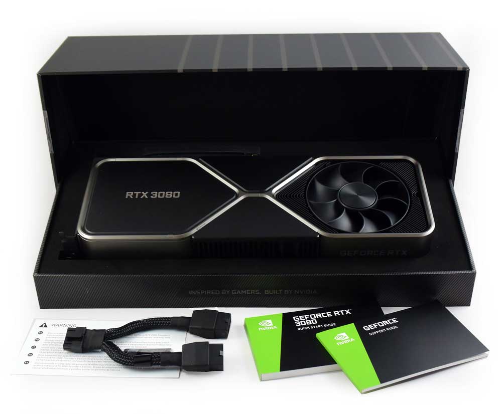 Pro zvětšení klikni NVIDIA RTX 3080 Founders Edition; balení