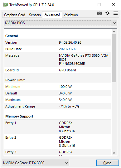 Inno3D RTX 3080 iCHILL X3 10G GPUZ TDP