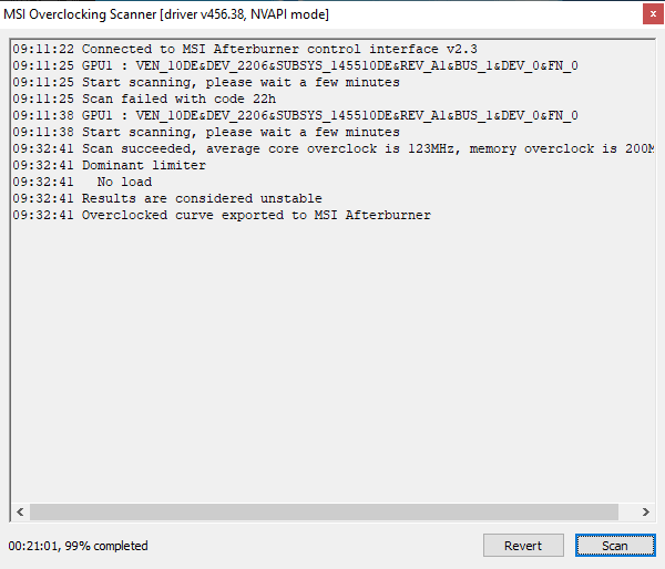 MSI Afterburner OC Scanner