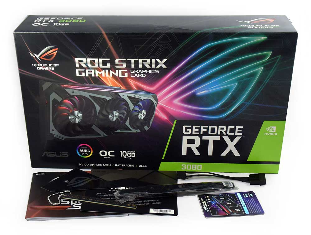 Pro zvětšení klikni Asus STRIX RTX 3080 O10G Gaming; balení