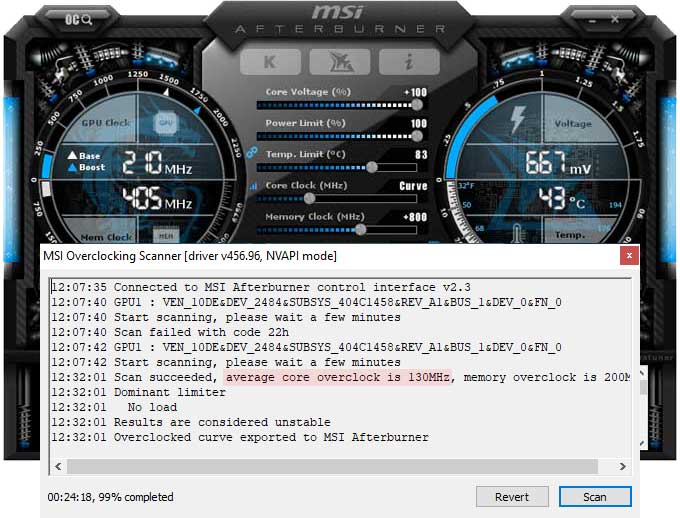 Gigabyte RTX 3070 Gaming OC 8G přetaktování Afterburner