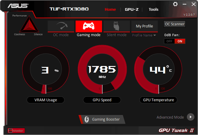 Asus TUF RTX 3080 O10G Gaming Tweak simple mode