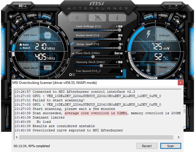 Gainward RTX 3090 Phoenix GS 24G přetaktování Afterburner