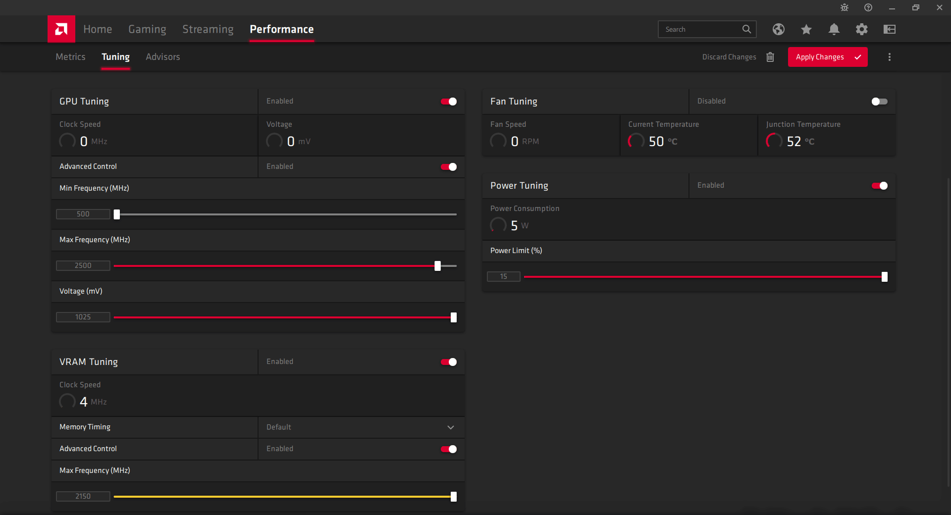 Sapphire Radeon RX 6800 16G; RSAE přetaktování