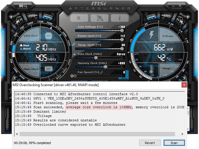 Gigabyte RTX 3060 Ti Gaming OC PRO 8G přetaktování Afterburner