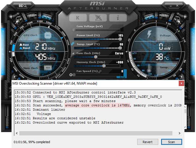 Přetaktování pomocí MSI Afterburner MSI RTX 3060 Gaming X TRIO 12G přetaktování Afterburner
