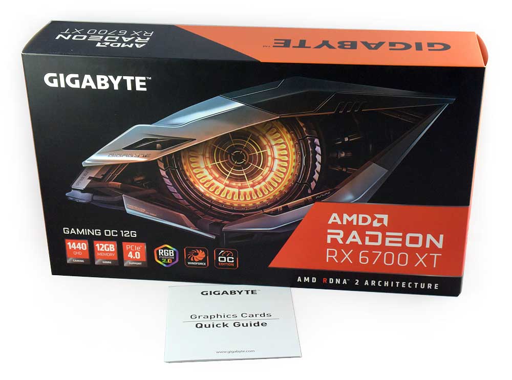 Gigabyte RX 6700 XT Gaming OC 12G; balení