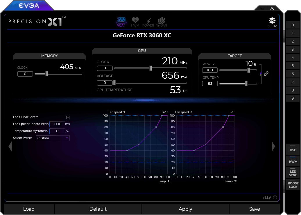 EVGA Precision X1 panel2