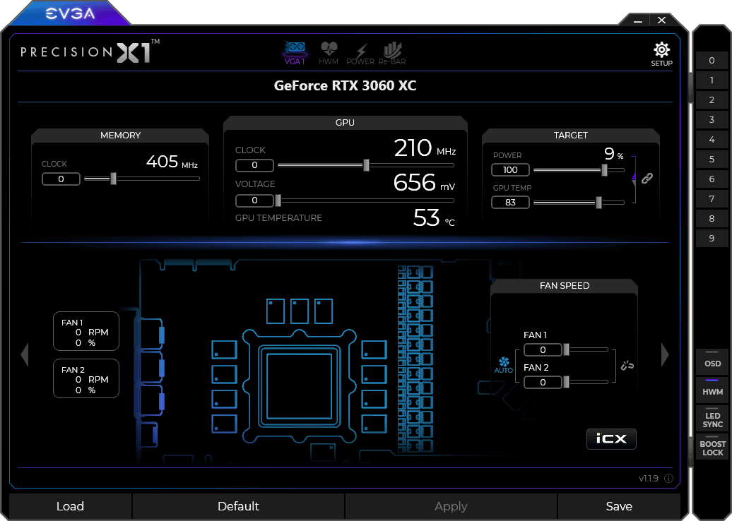 EVGA Precision X1 panel1