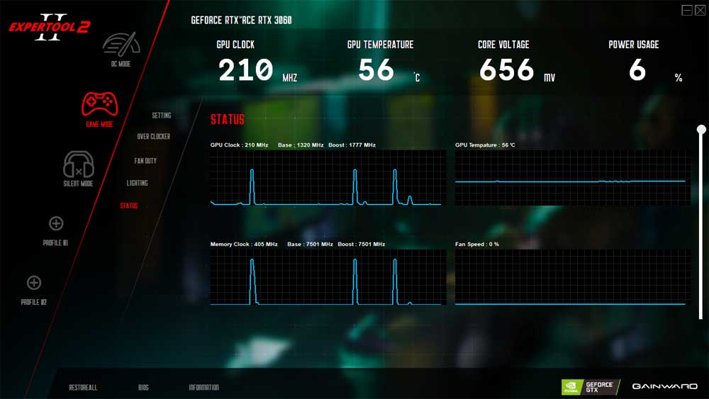 Gainward RTX 3060 Pegasus 12G; ExperTool - STATUS