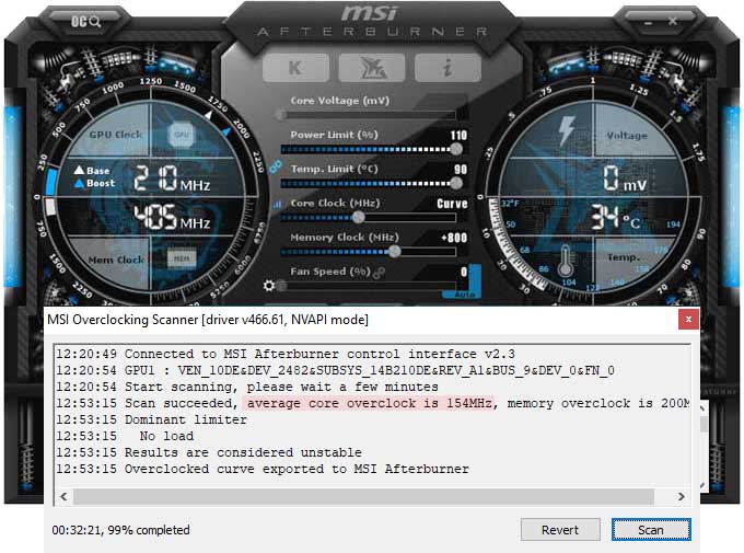 Přetaktování pomocí MSI Afterburner NVIDIA RTX 3070 Ti Founders Edition přetaktování Afterburner