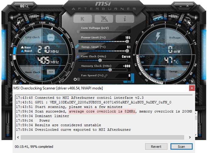 Gigabyte RTX 3080 Ti VISION OC 12G přetaktování Afterburner