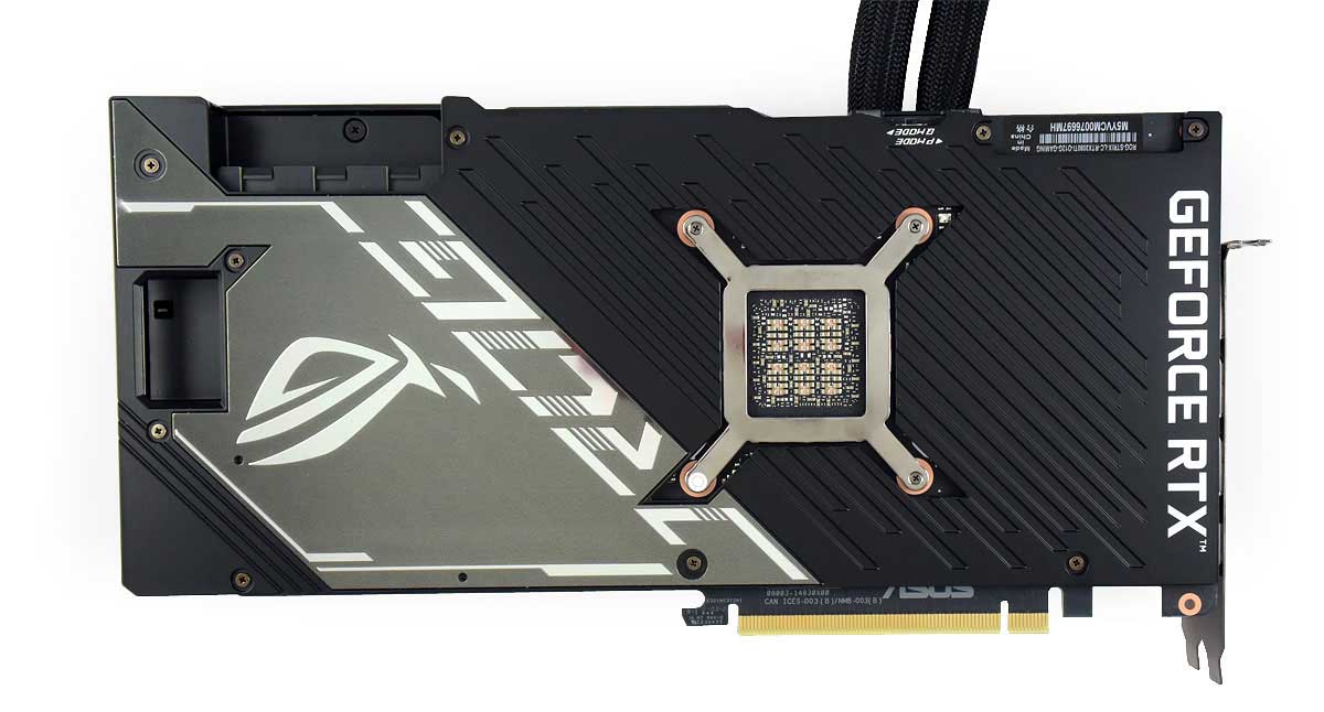 Pro zvětšení klikni Asus STRIX LC RTX 3080 Ti O12G Gaming; zadní strana