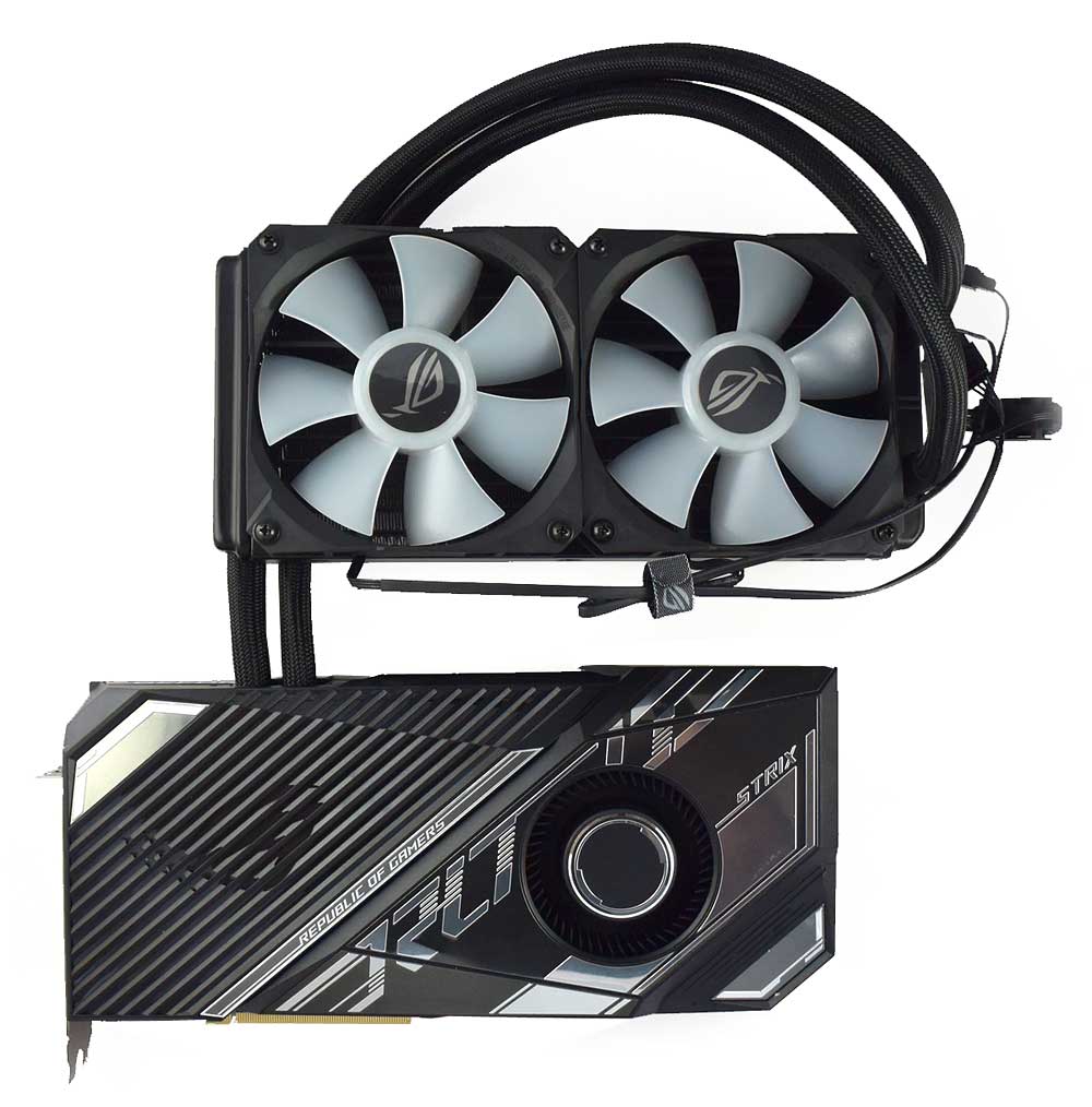 Pro zvětšení klikni Asus STRIX LC RTX 3080 Ti O12G Gaming; čelní strana