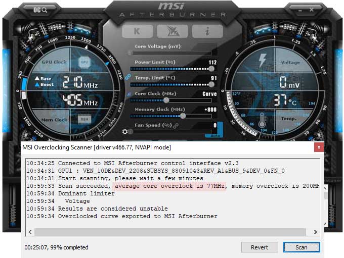 Přetaktování pomocí MSI Afterburner Asus STRIX LC RTX 3080 Ti O12G Gaming přetaktování Afterburner