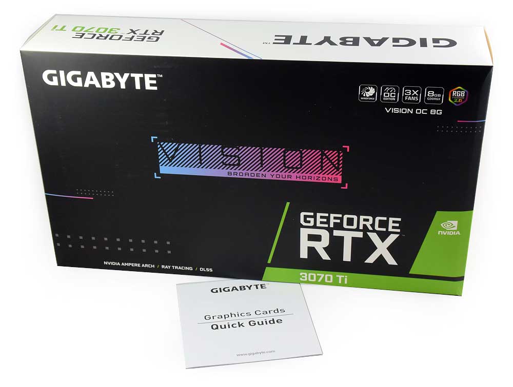 Gigabyte RTX 3070 Ti VISION OC 8G; balení