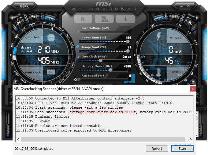 Přetaktování pomocí MSI Afterburner Gainward RTX 3080 Ti Phoenix 12G přetaktování Afterburner