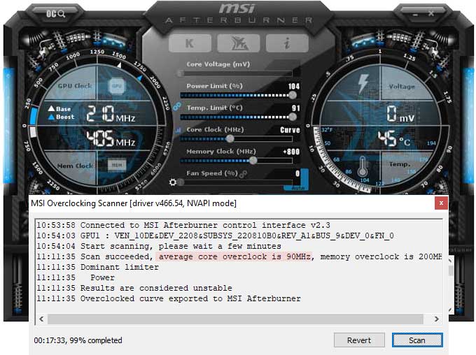 Gainward RTX 3080 Ti Phoenix 12G přetaktování Afterburner