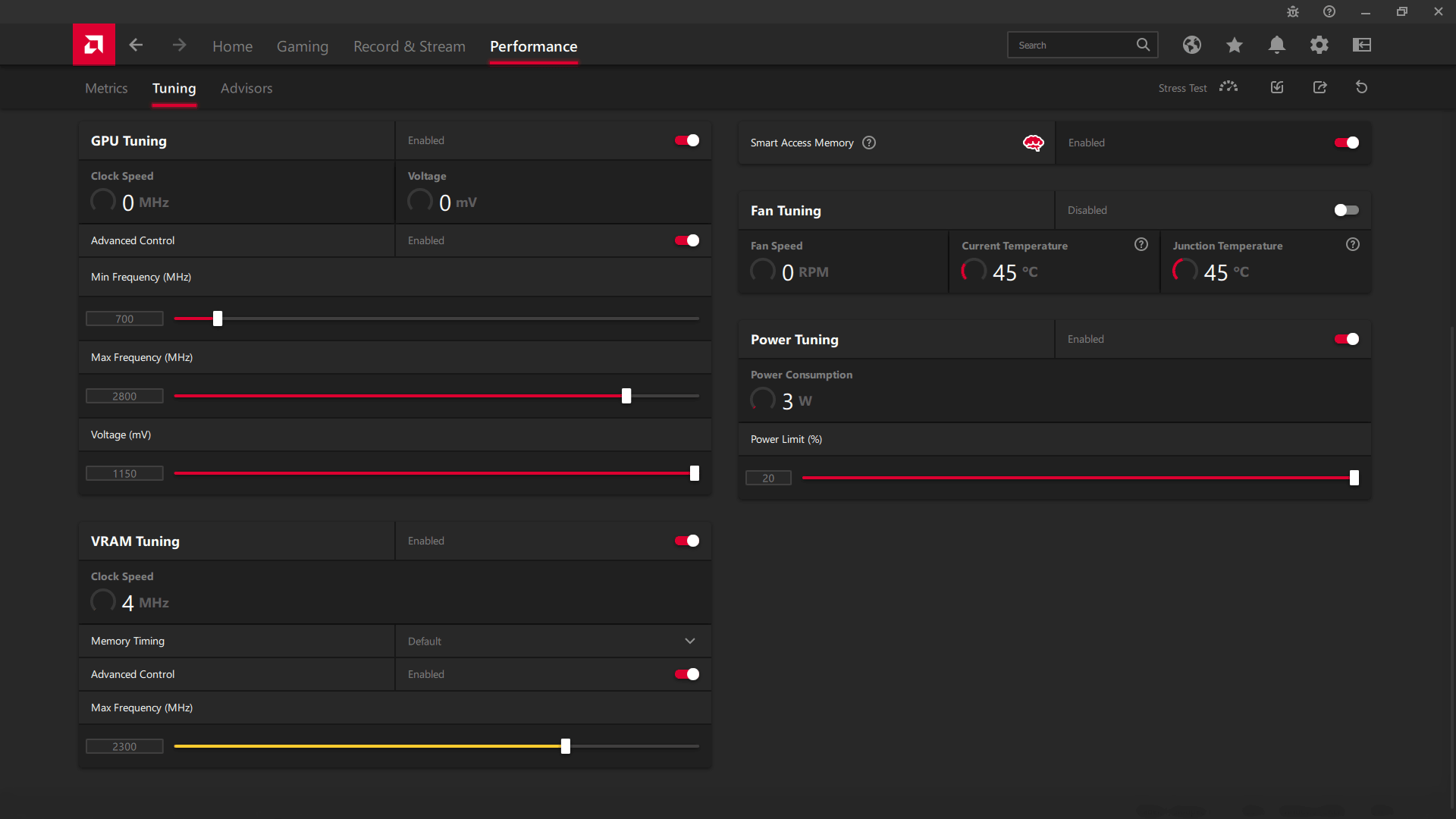 Sapphire NITRO+ RX 6600 XT 8G; RSAE přetaktování