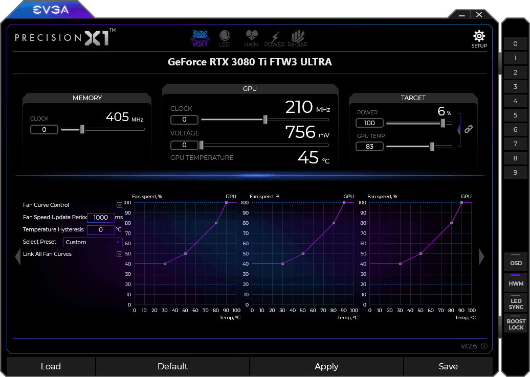 EVGA Precision X1 panel2