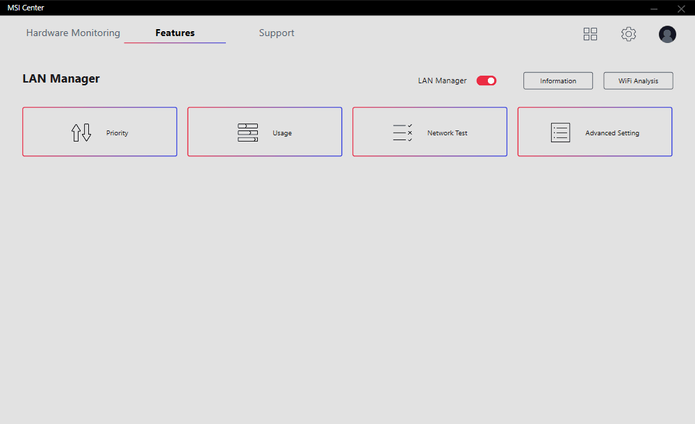 MSI Center; LAN Manager