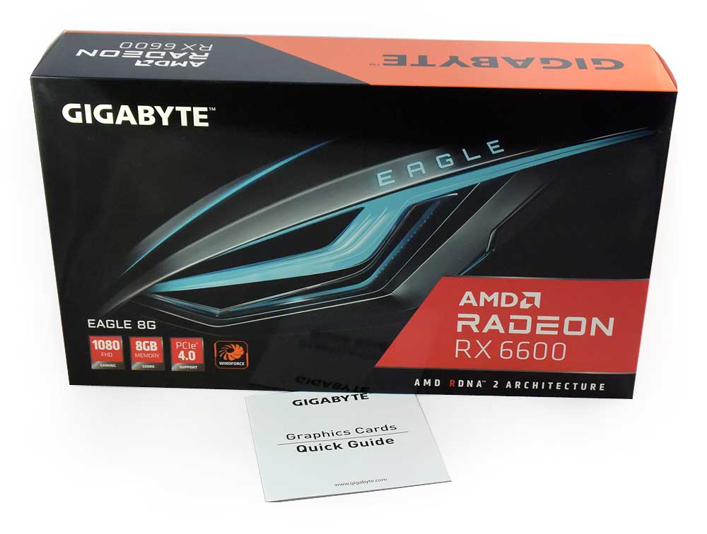 Pro zvětšení klikni Gigabyte RX 6600 EAGLE 8G; balení